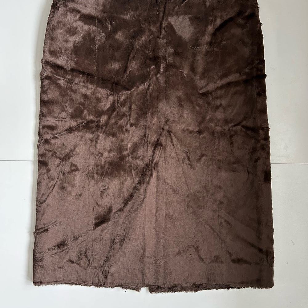 MNG Exclusive (Mango) Faux Fur Skirt, Chocolate Brown, US 6, EUR 38
